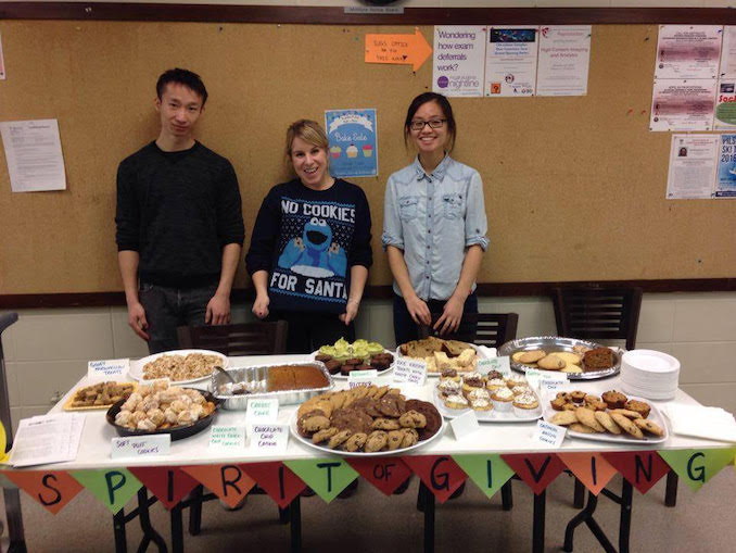 Our first bake sale, December 2015 - Left to right - Jeff Ji, Tina Scardocchio, Issan Zhang