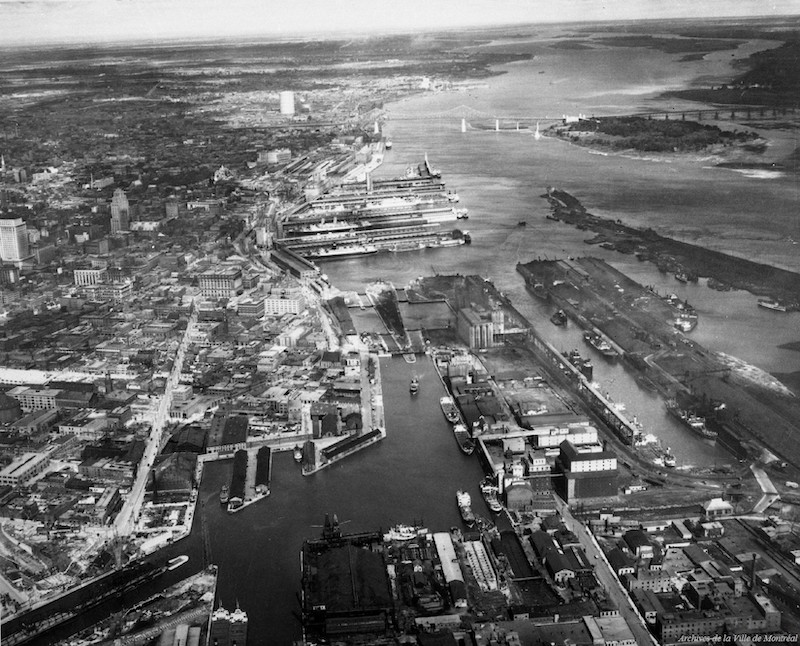 1950-Montréal et Port vue du sud-ouest vers l'est
