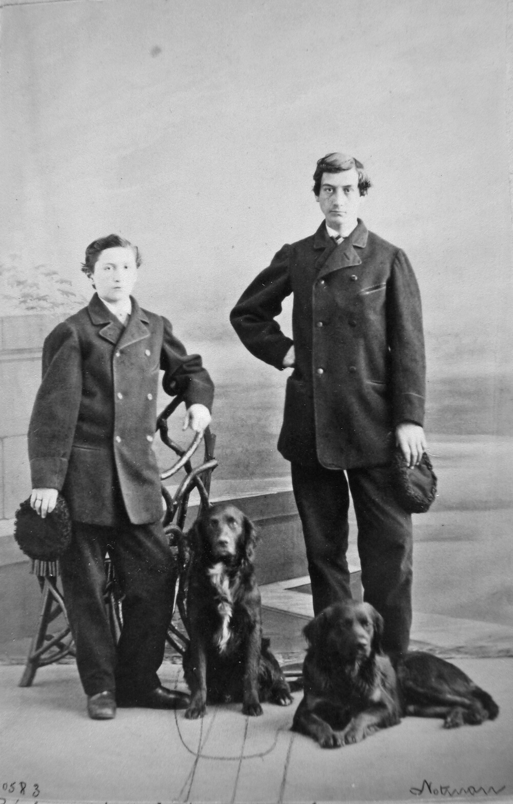 1864 - Charles and Edward Ermatinger and dogs, Montreal