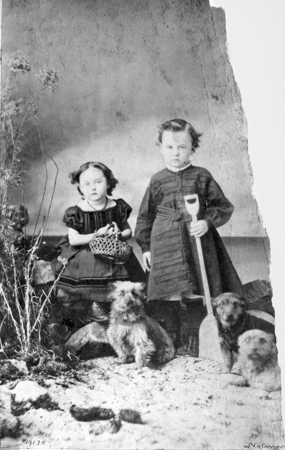 1865 - Master and Missie Laflamme and dogs, Montreal