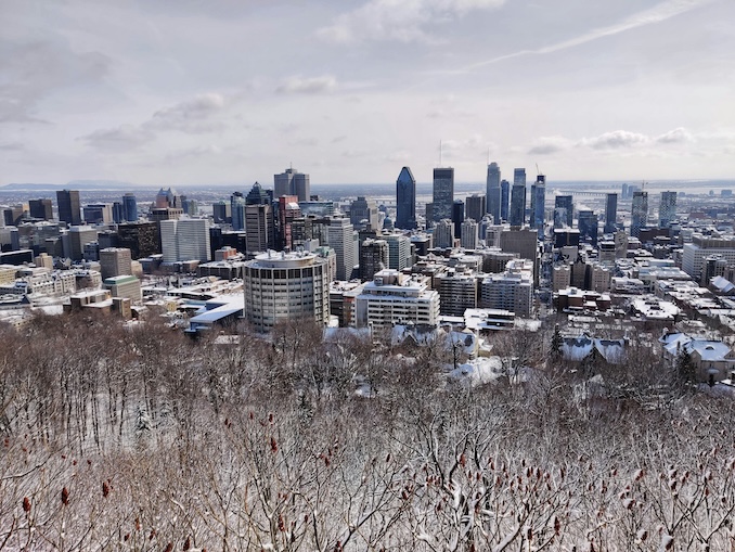 Montreal skyline in the snow.