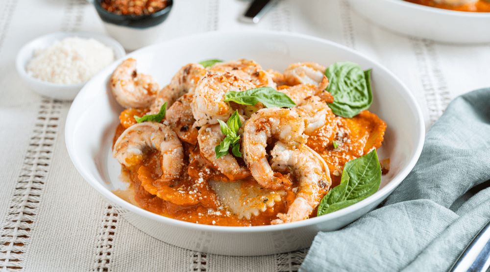 Spicy Shrimp Ravioli with Rosé Sauce