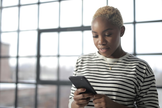 woman using a smart phone