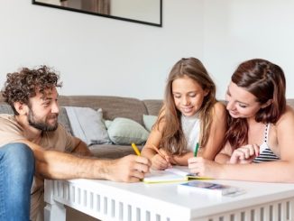 family hanging out together in their living room.