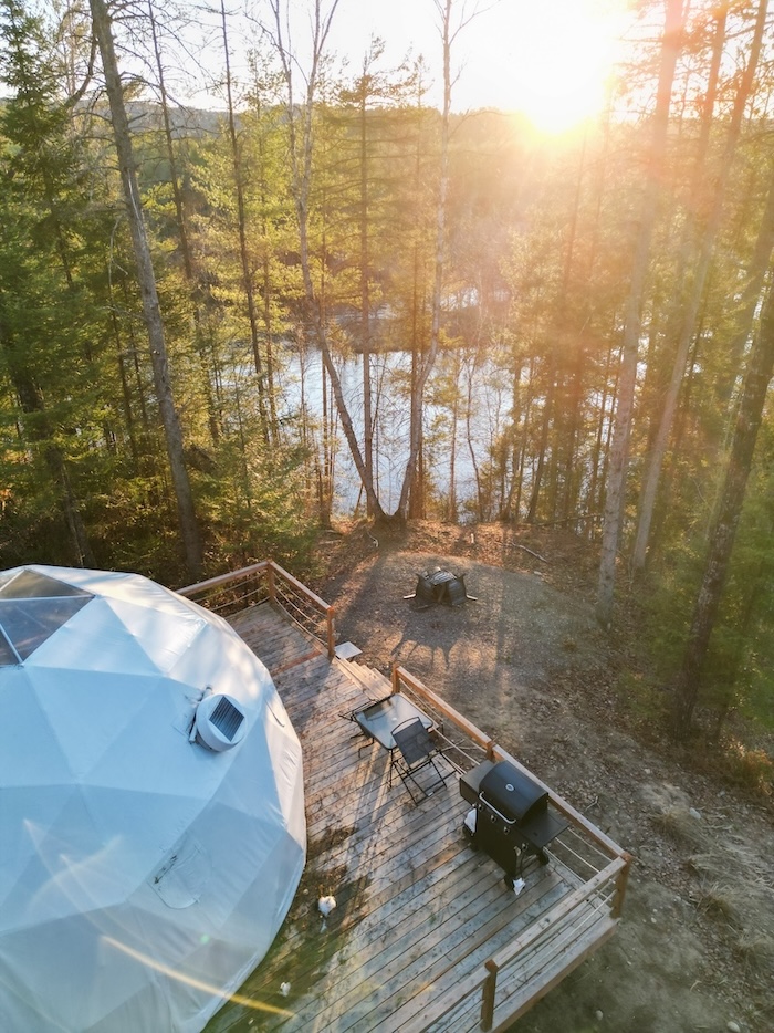 Wildwood Nature Escape Dome looking over coulonge river