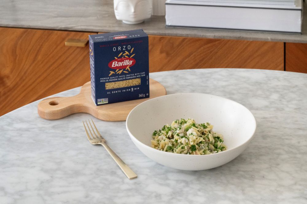 Recipe for Crab & Green Pea Barilla Orzo Pasta Salad